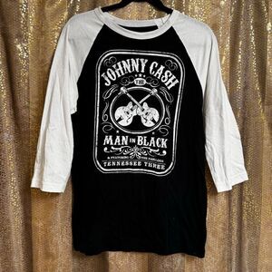 Johnny Cash Man In Black Baseball Raglan Sleeve Zion Rootswear Large